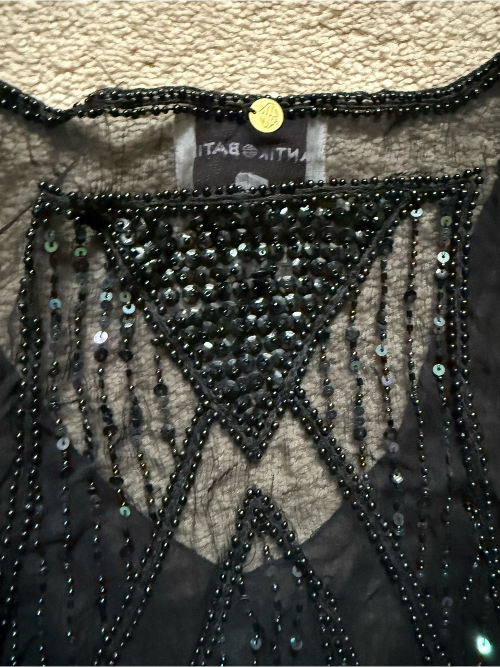 Antik Batik Black Beaded Sequin Mini Dress - Picture 5 of 5